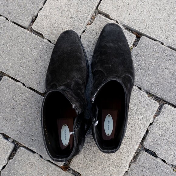 YSL Saint Laurent Paris Wyatt Zip Black Suede Boots (Size 41)
